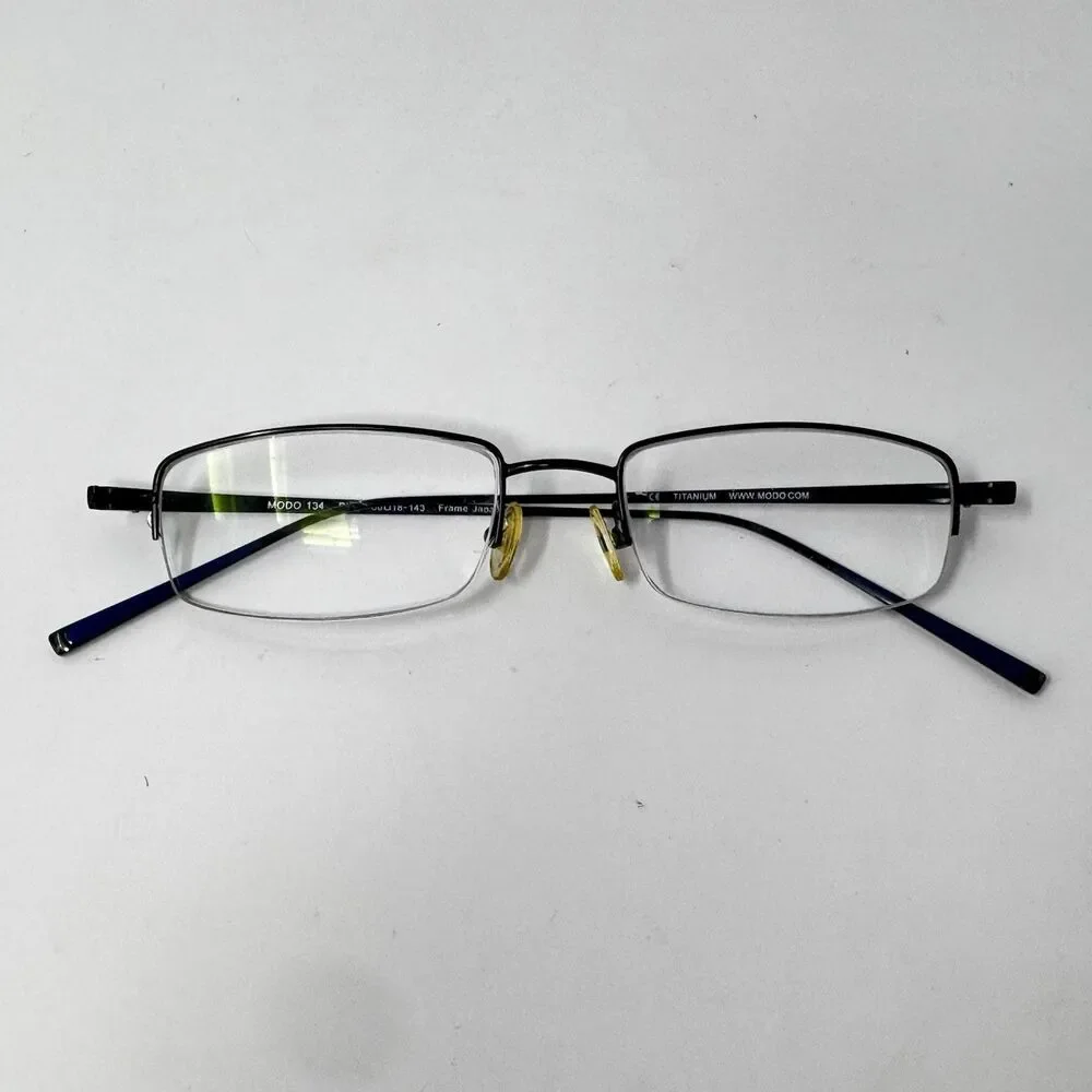 MODO 134 Titanium Black Blue Half Rim Eyeglass Frames 50-18-143